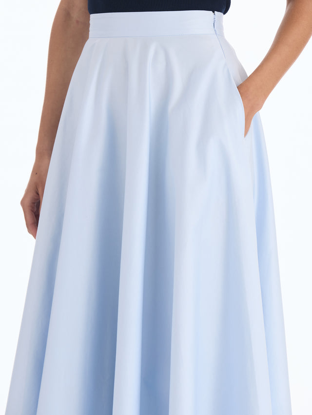 Cotton Poplin Midi Skirt