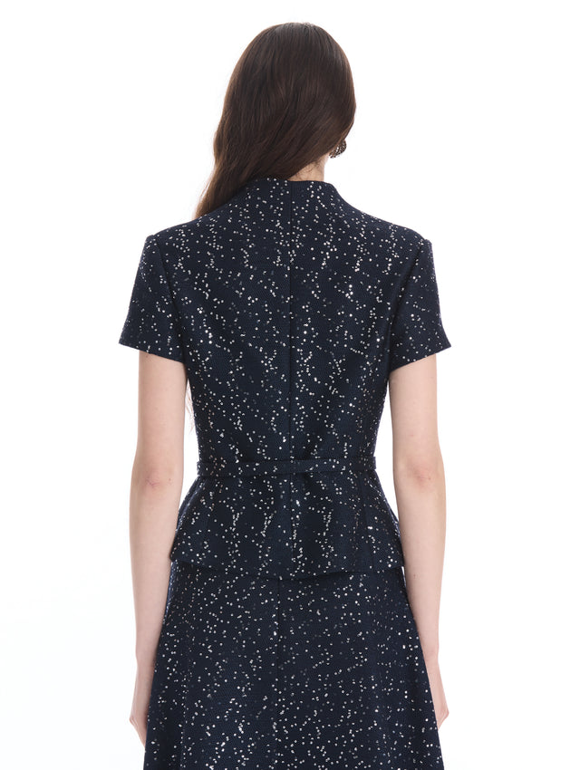 Iris Belt Sequin Tweed Jacket