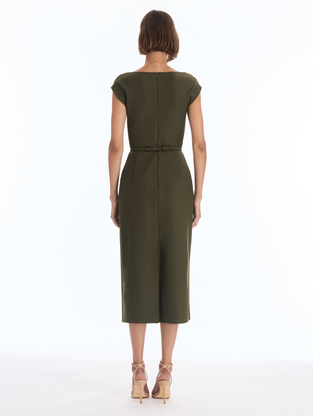 Iris Belt Drape-Detailed Dress