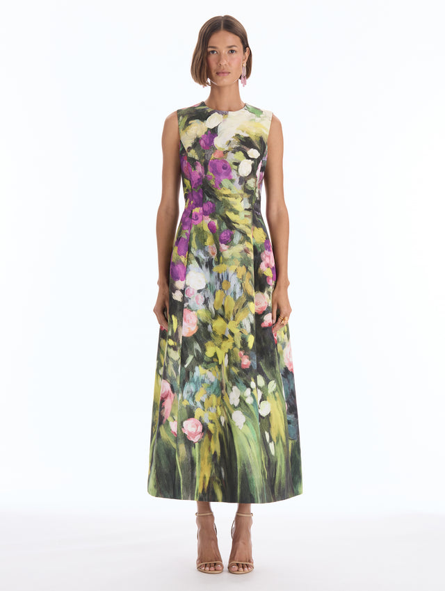 Abstract Garden Faille Dress