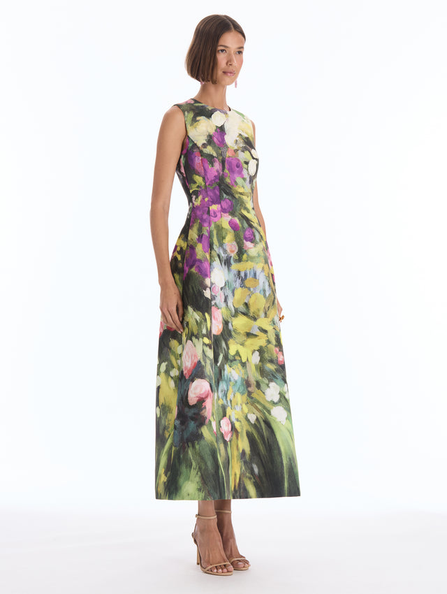 Abstract Garden Faille Dress