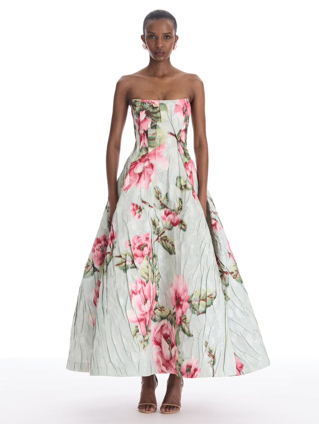 Floral Chiné Jacquard Gown