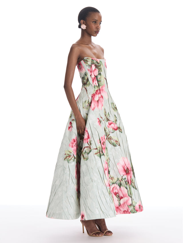 Floral Chiné Jacquard Gown
