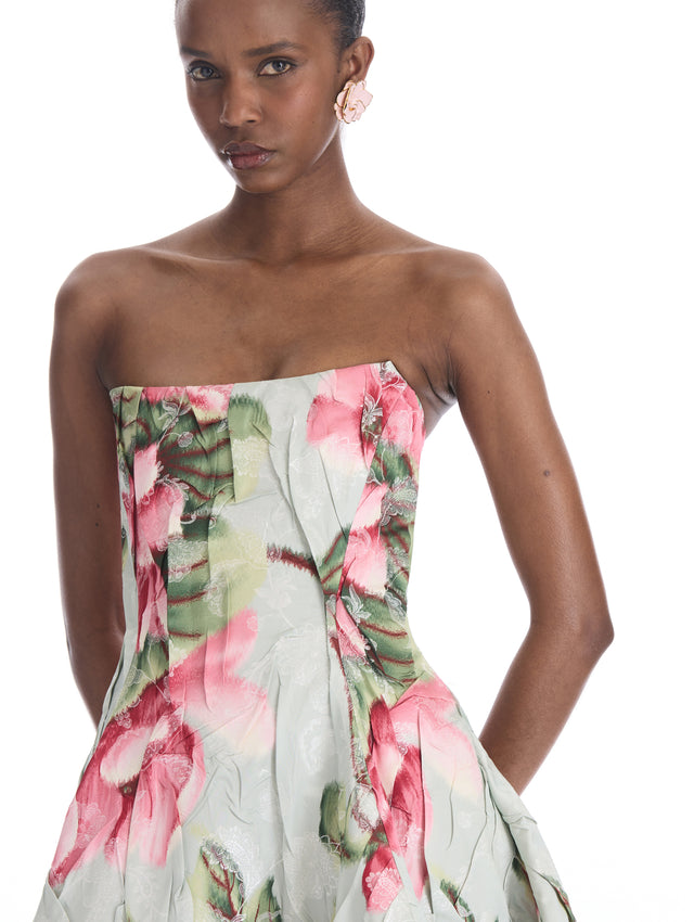 Floral Chiné Jacquard Gown