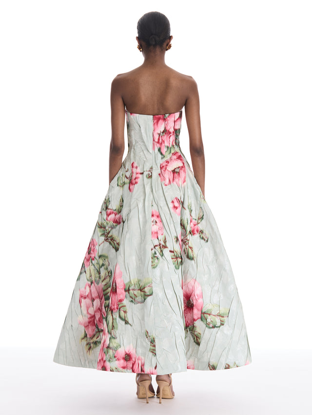 Floral Chiné Jacquard Gown