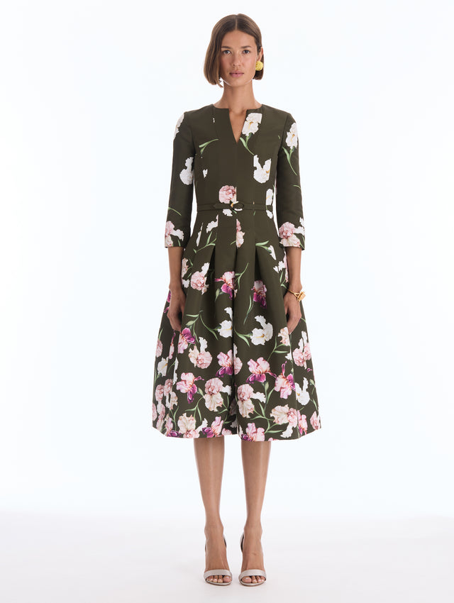 Degradé Iris Faille Split-Neck Dress