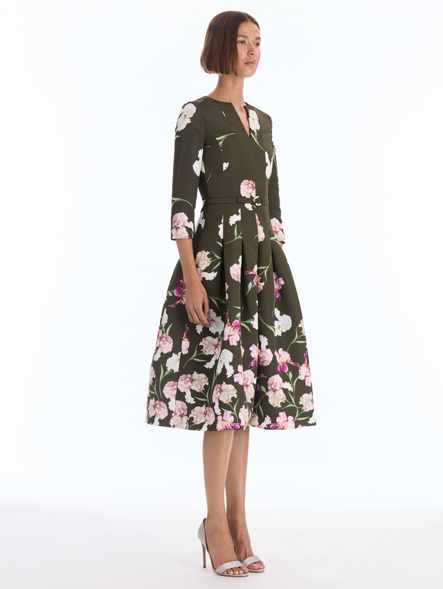 Degradé Iris Faille Split-Neck Dress