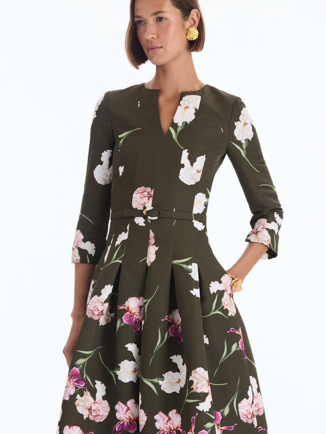 Degradé Iris Faille Split-Neck Dress