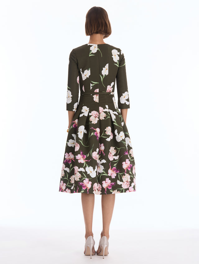 Degradé Iris Faille Split-Neck Dress