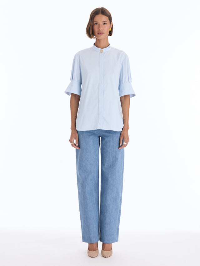 Floral Detailed Cotton Poplin Blouse