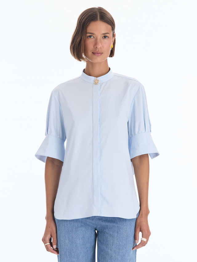 Floral Detailed Cotton Poplin Blouse