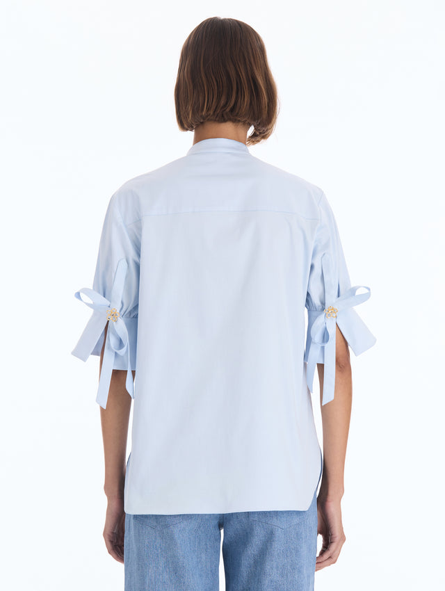 Floral Detailed Cotton Poplin Blouse