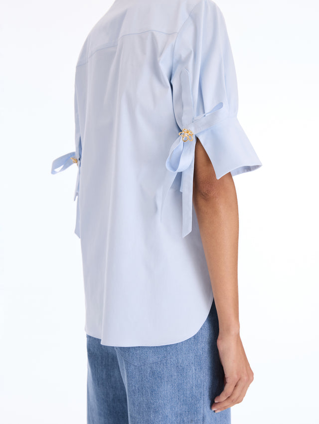 Floral Detailed Cotton Poplin Blouse