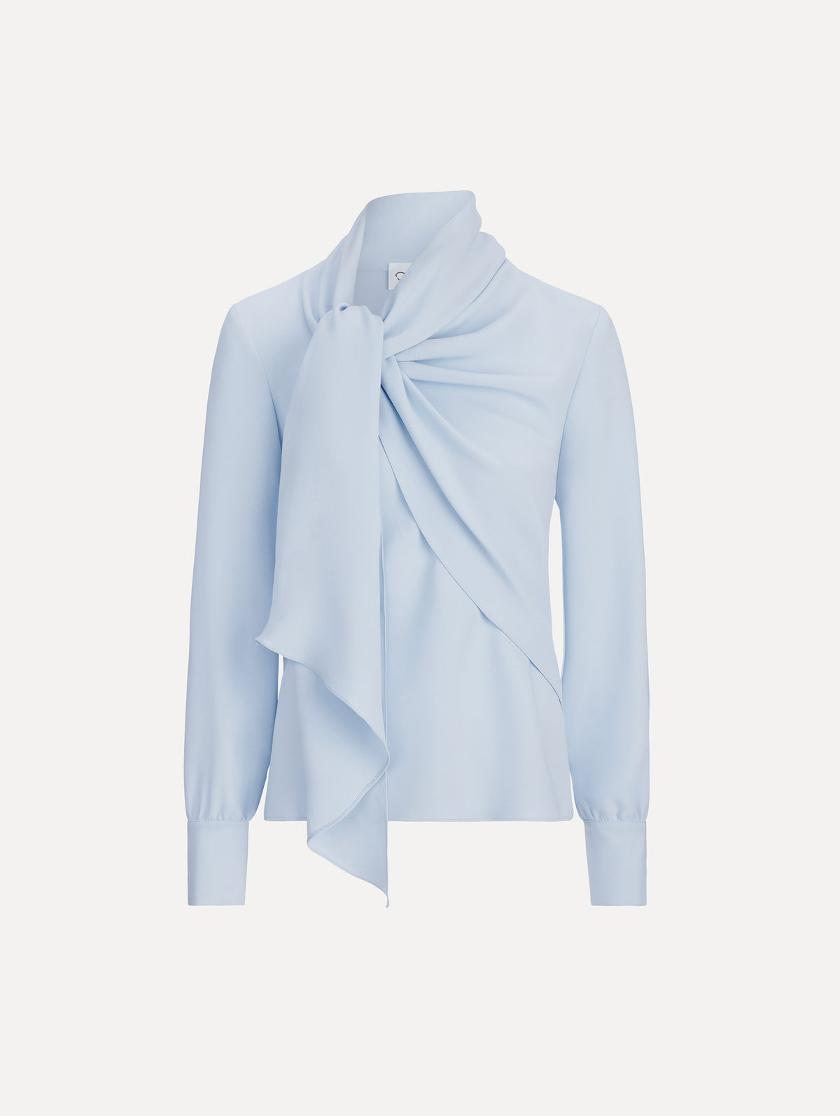 The image depicts a long sleeve neck tie detail georgette blouse. Front view.