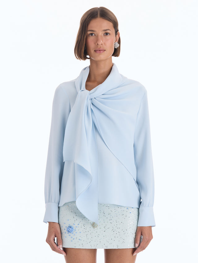 Tie-Neck Silk Georgette Blouse