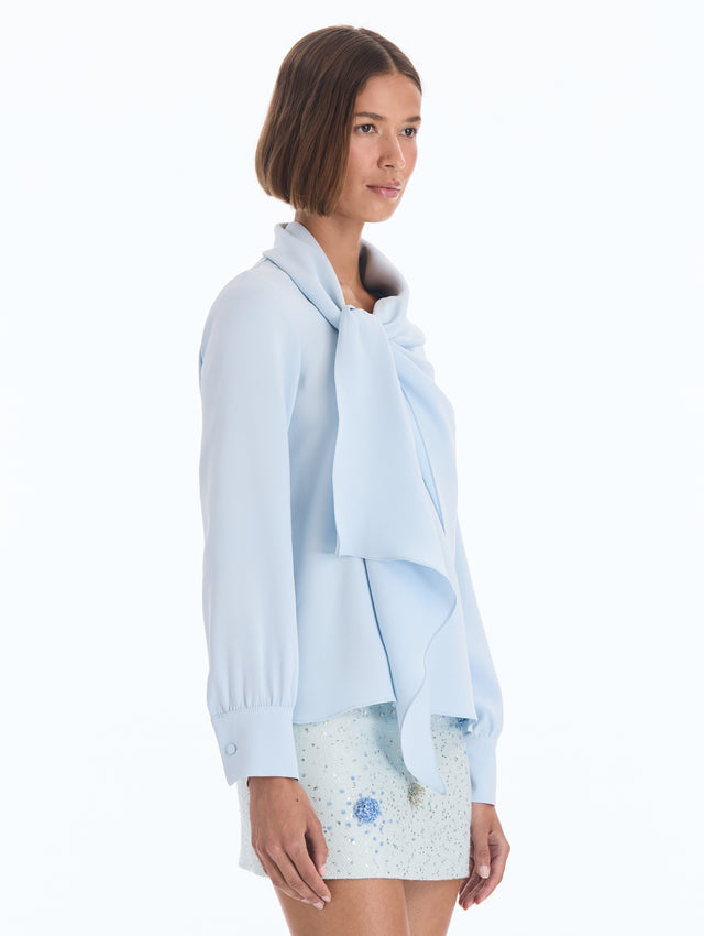 Tie-Neck Silk Georgette Blouse