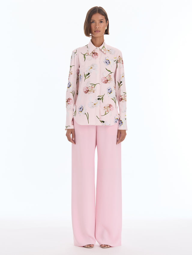 Painted Iris Cotton Poplin Blouse