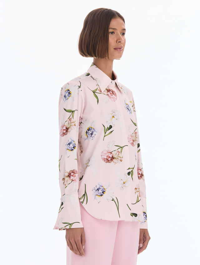 Painted Iris Cotton Poplin Blouse