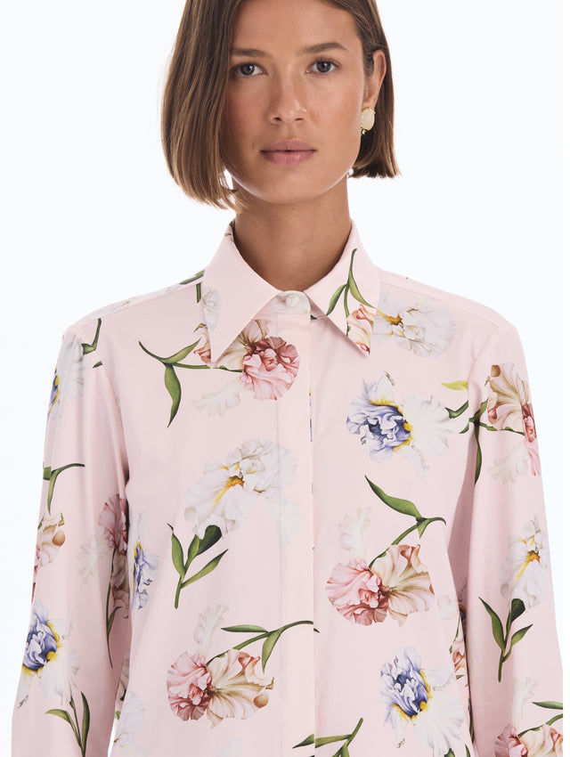 Painted Iris Cotton Poplin Blouse