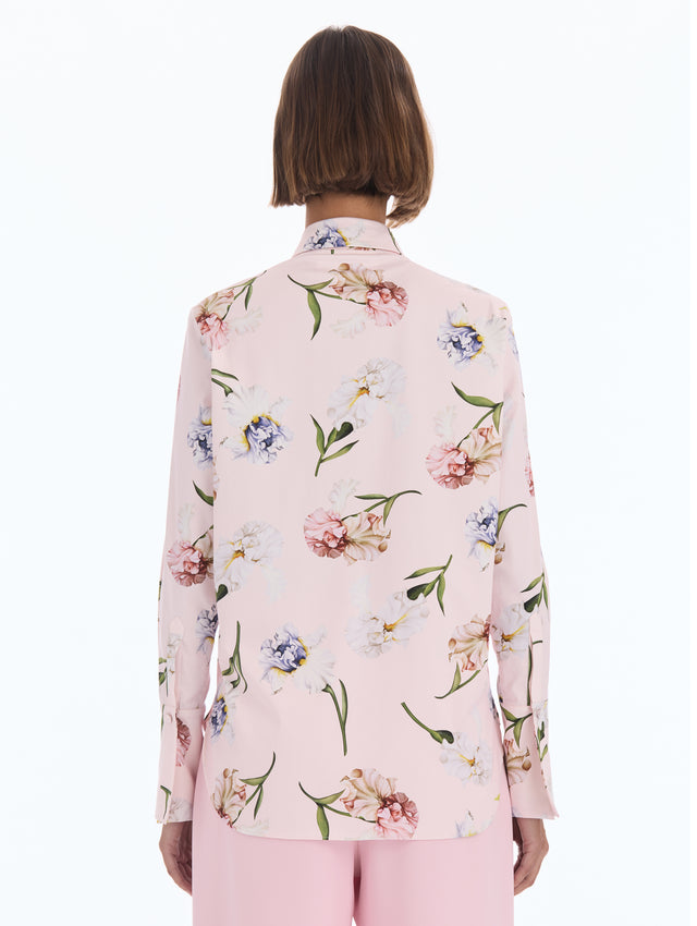 Painted Iris Cotton Poplin Blouse