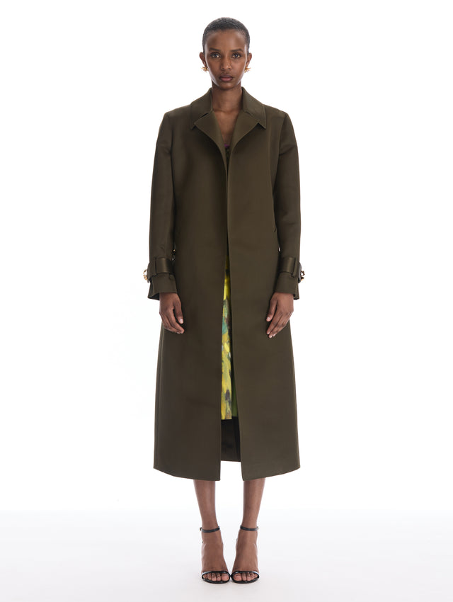 Iris Button Silk Gabardine Coat