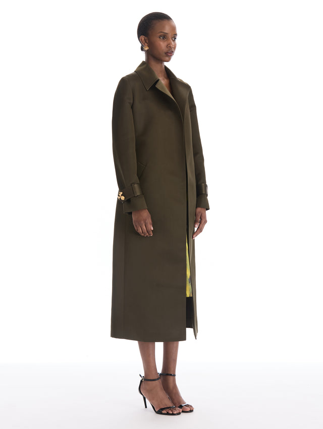Iris Button Silk Gabardine Coat