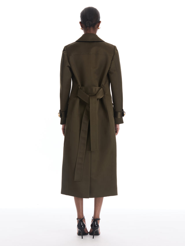 Iris Button Silk Gabardine Coat