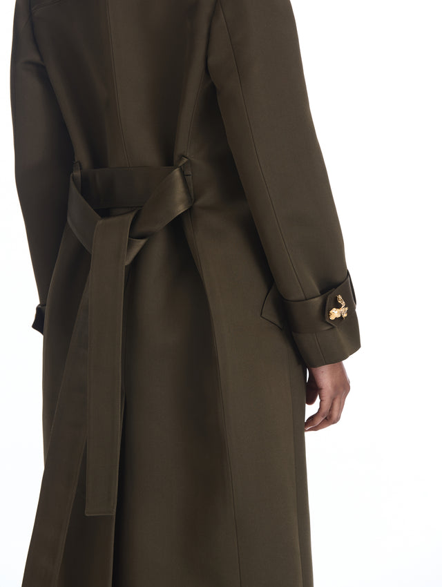 Iris Button Silk Gabardine Coat