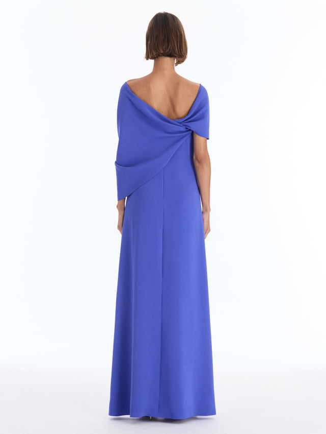 Iris Brooch Drape-Detailed Georgette Caftan