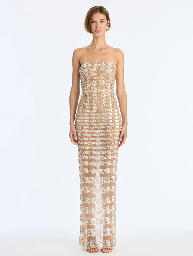 Embroidered Tulle Gown