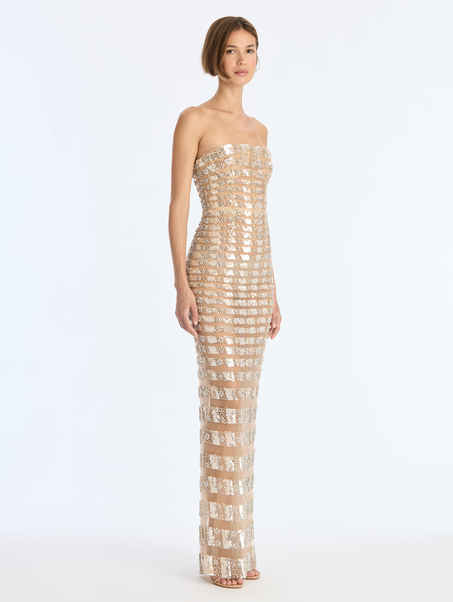 Embroidered Tulle Gown