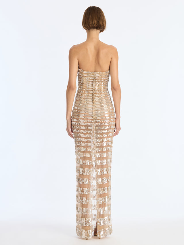 Embroidered Tulle Gown