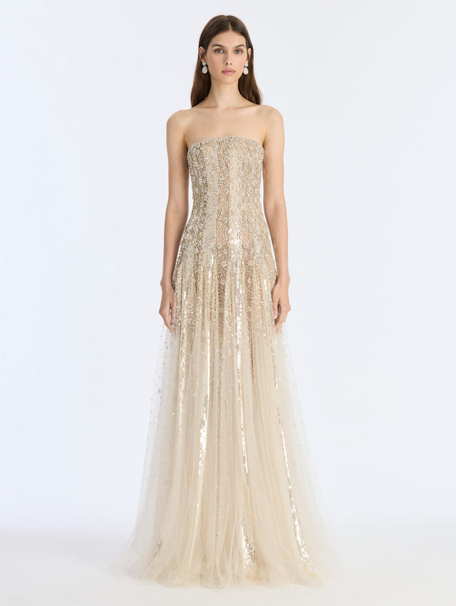 Mixed Embroidered Degrade Gown