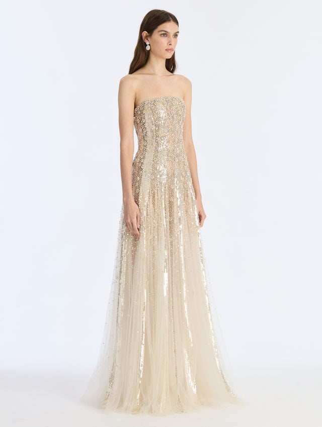 Mixed Embroidered Degrade Gown