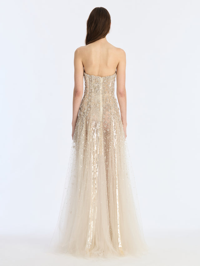 Mixed Embroidered Degrade Gown