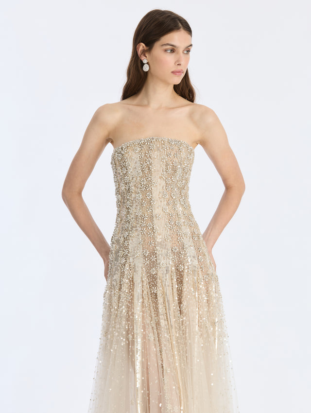 Mixed Embroidered Degrade Gown