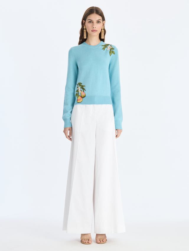 Pear Embroidered Knit Pullover