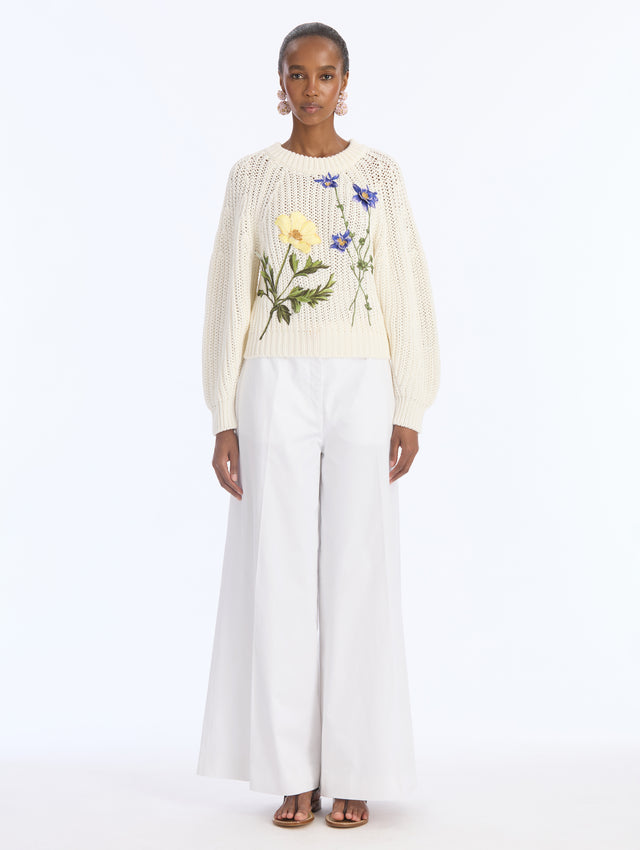 Floral Threadwork Embroidered Pullover