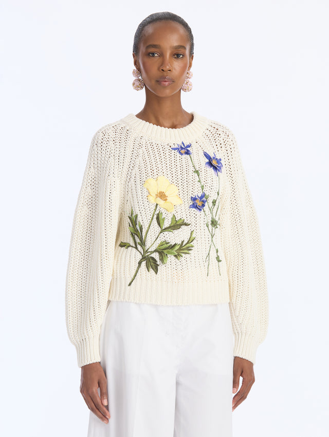 Floral Threadwork Embroidered Pullover