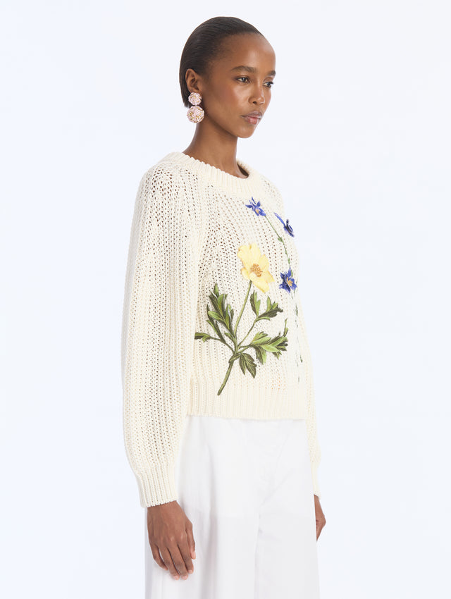 Floral Threadwork Embroidered Pullover