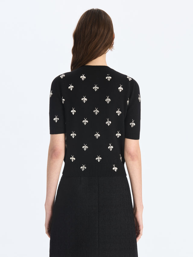 Crystal Bee Embroidered Twin Set Cardigan