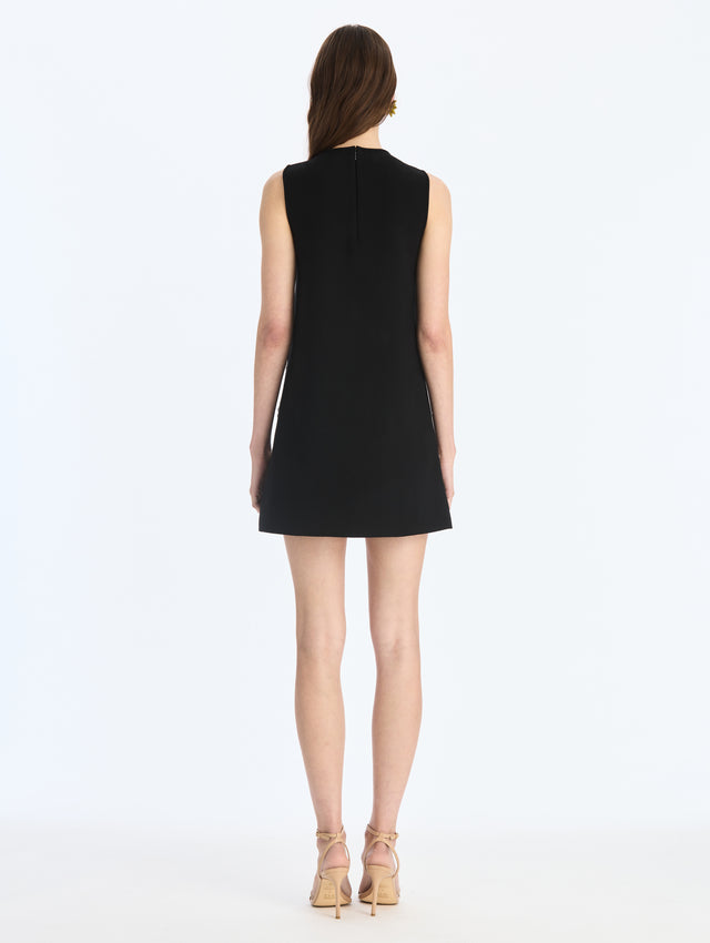 Crystal Bee Embroidered Fit-and-Flare Knit Dress