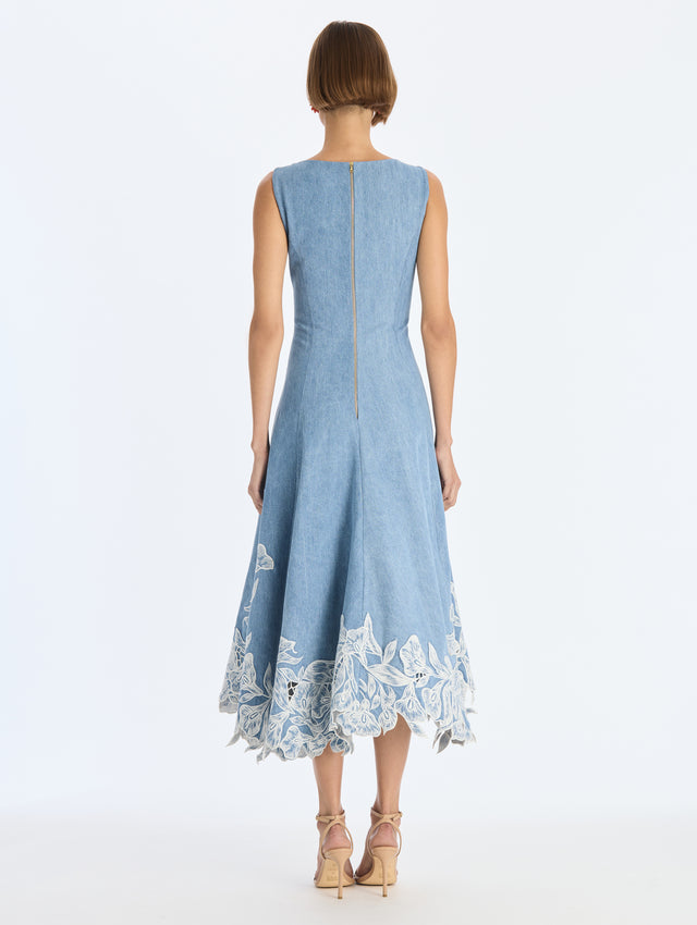 Denim Embroidered Dress