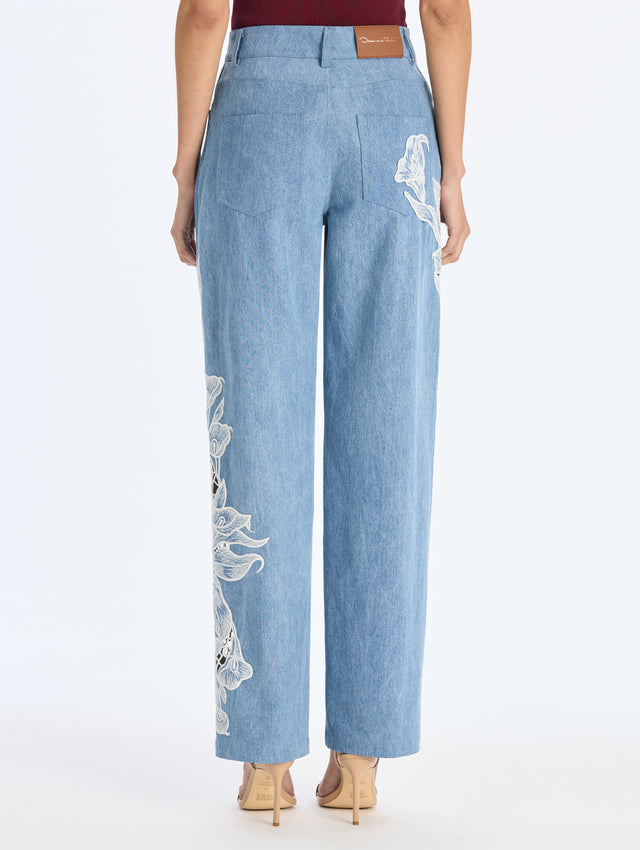 Embroidered Denim Pant