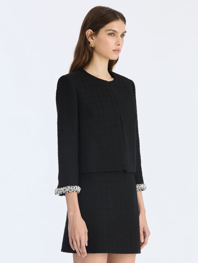Lightweight Wool Blend Tweed Jacket