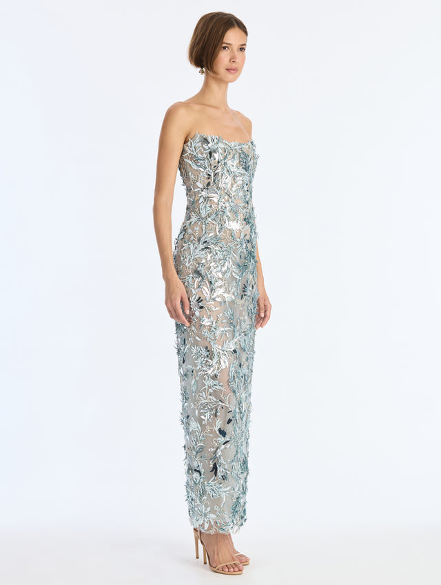 Sequin Floral Embroidered Dress