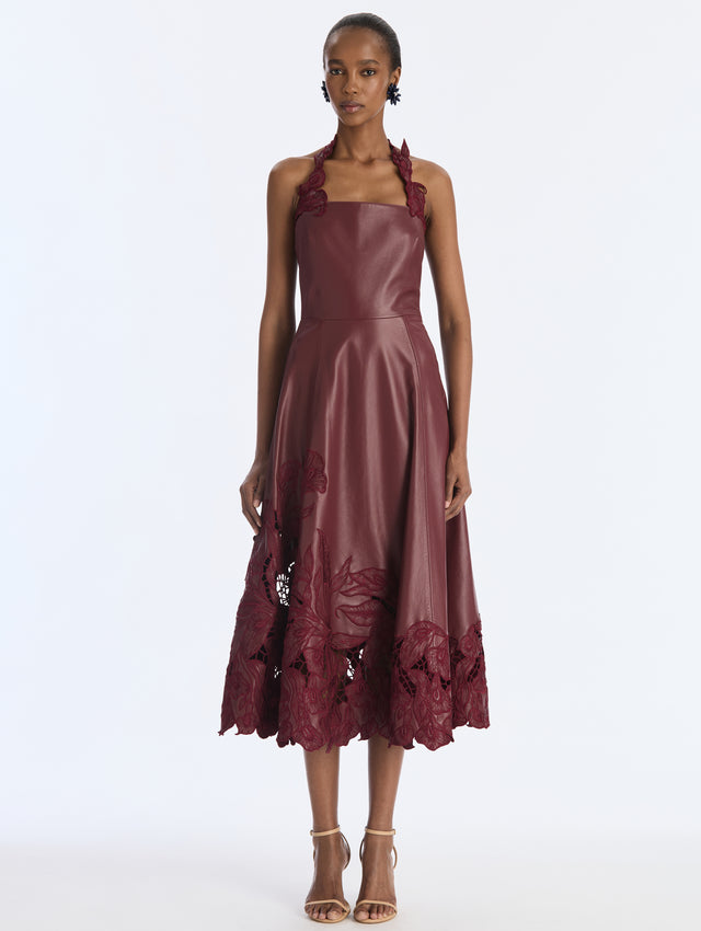 Embroidered Leather Dress
