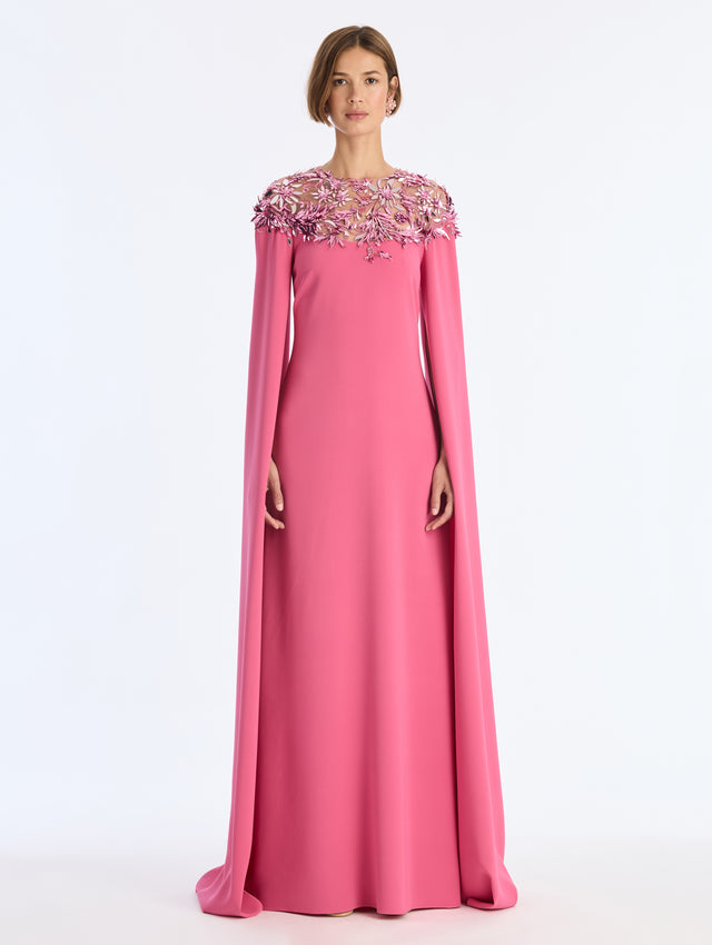 Draped Sleeve Embroidered Georgette Caftan