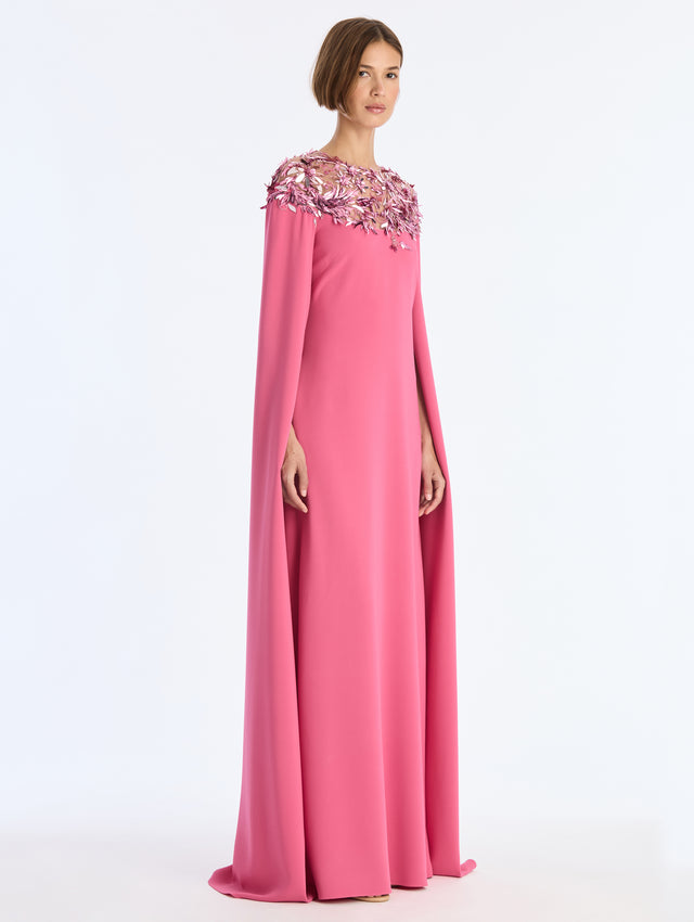 Draped Sleeve Embroidered Georgette Caftan