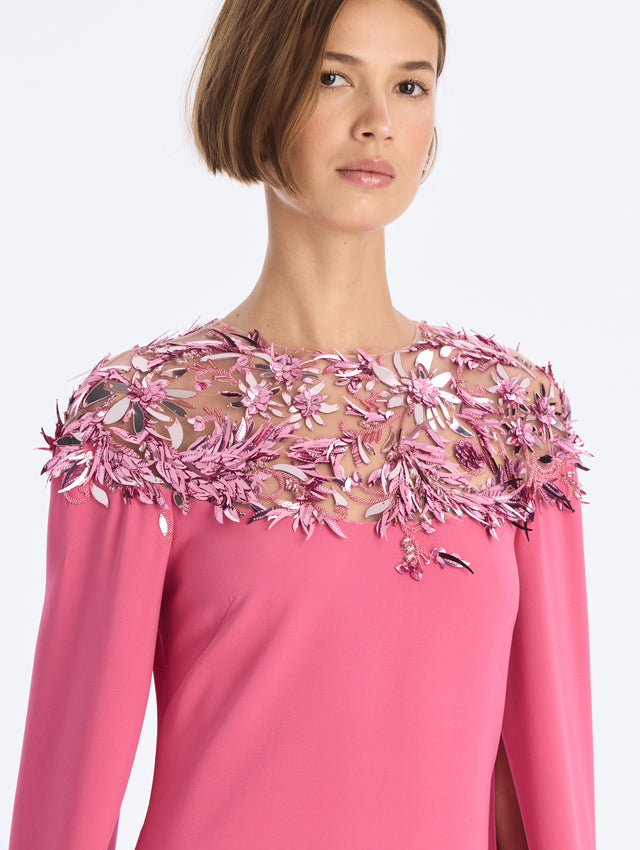 Draped Sleeve Embroidered Georgette Caftan